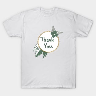 Thank you words on golden frame with leaf T-Shirt